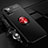 Custodia Silicone Ultra Sottile Morbida Cover con Magnetico Anello Supporto N03 per Apple iPhone 12 Pro Max Rosso e Nero