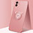 Custodia Silicone Ultra Sottile Morbida Cover con Magnetico Anello Supporto N04 per Apple iPhone 12 Oro Rosa