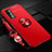 Custodia Silicone Ultra Sottile Morbida Cover con Magnetico Anello Supporto per Huawei Honor V30 5G Rosso