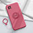 Custodia Silicone Ultra Sottile Morbida Cover con Magnetico Anello Supporto per Oppo A73 5G Rosso Rosa