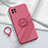 Custodia Silicone Ultra Sottile Morbida Cover con Magnetico Anello Supporto per Oppo Reno4 SE 5G Rosso Rosa