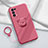Custodia Silicone Ultra Sottile Morbida Cover con Magnetico Anello Supporto per Oppo Reno5 Pro 5G Rosso Rosa