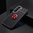 Custodia Silicone Ultra Sottile Morbida Cover con Magnetico Anello Supporto per Samsung Galaxy S21 5G Rosso e Nero