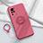 Custodia Silicone Ultra Sottile Morbida Cover con Magnetico Anello Supporto per Vivo X60 Pro 5G Rosso Rosa