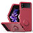 Custodia Silicone Ultra Sottile Morbida Cover con Magnetico Anello Supporto QW1 per Samsung Galaxy Z Flip4 5G Rosso Rosa