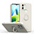 Custodia Silicone Ultra Sottile Morbida Cover con Magnetico Anello Supporto QW1 per Xiaomi Poco C51 Bianco