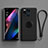 Custodia Silicone Ultra Sottile Morbida Cover con Magnetico Anello Supporto S01 per Oppo Find X3 Pro 5G Nero