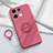 Custodia Silicone Ultra Sottile Morbida Cover con Magnetico Anello Supporto S02 per Oppo Reno8 5G Rosa Caldo