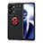 Custodia Silicone Ultra Sottile Morbida Cover con Magnetico Anello Supporto SD1 per OnePlus Nord 2T 5G Rosso e Nero
