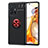 Custodia Silicone Ultra Sottile Morbida Cover con Magnetico Anello Supporto SD2 per Xiaomi Mi 11T Pro 5G Rosso e Nero