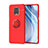 Custodia Silicone Ultra Sottile Morbida Cover con Magnetico Anello Supporto SD2 per Xiaomi Redmi Note 9 Pro Max Rosso