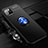 Custodia Silicone Ultra Sottile Morbida Cover con Magnetico Anello Supporto T01 per Apple iPhone 11 Pro Max Blu e Nero