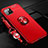 Custodia Silicone Ultra Sottile Morbida Cover con Magnetico Anello Supporto T01 per Apple iPhone 11 Pro Max Rosso