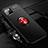 Custodia Silicone Ultra Sottile Morbida Cover con Magnetico Anello Supporto T01 per Apple iPhone 11 Pro Max Rosso e Nero