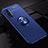 Custodia Silicone Ultra Sottile Morbida Cover con Magnetico Anello Supporto T01 per Huawei Nova 5T Blu