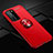 Custodia Silicone Ultra Sottile Morbida Cover con Magnetico Anello Supporto T01 per Huawei P40 Pro Rosso