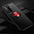 Custodia Silicone Ultra Sottile Morbida Cover con Magnetico Anello Supporto T01 per Huawei P40 Pro Rosso e Nero