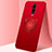 Custodia Silicone Ultra Sottile Morbida Cover con Magnetico Anello Supporto T01 per OnePlus 7T Pro Rosso