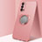 Custodia Silicone Ultra Sottile Morbida Cover con Magnetico Anello Supporto T01 per Oppo Reno4 5G Oro Rosa