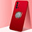 Custodia Silicone Ultra Sottile Morbida Cover con Magnetico Anello Supporto T01 per Oppo Reno4 5G Rosso