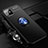 Custodia Silicone Ultra Sottile Morbida Cover con Magnetico Anello Supporto T02 per Apple iPhone 11 Blu e Nero