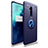 Custodia Silicone Ultra Sottile Morbida Cover con Magnetico Anello Supporto T02 per OnePlus 7T Pro Blu