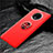 Custodia Silicone Ultra Sottile Morbida Cover con Magnetico Anello Supporto T02 per OnePlus 7T Rosso