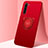 Custodia Silicone Ultra Sottile Morbida Cover con Magnetico Anello Supporto T02 per Oppo Reno3 Rosso