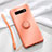 Custodia Silicone Ultra Sottile Morbida Cover con Magnetico Anello Supporto T02 per Samsung Galaxy S10 5G Arancione