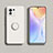 Custodia Silicone Ultra Sottile Morbida Cover con Magnetico Anello Supporto T02 per Xiaomi Mi 11 5G Bianco