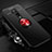 Custodia Silicone Ultra Sottile Morbida Cover con Magnetico Anello Supporto T03 per OnePlus 7T Pro Rosso e Nero