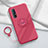 Custodia Silicone Ultra Sottile Morbida Cover con Magnetico Anello Supporto T03 per Oppo Find X2 Neo Rosso Rosa