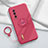 Custodia Silicone Ultra Sottile Morbida Cover con Magnetico Anello Supporto T03 per Oppo Find X2 Pro Rosso Rosa
