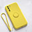 Custodia Silicone Ultra Sottile Morbida Cover con Magnetico Anello Supporto T03 per Oppo Reno3 Giallo