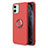 Custodia Silicone Ultra Sottile Morbida Cover con Magnetico Anello Supporto T04 per Apple iPhone 11 Rosso
