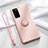 Custodia Silicone Ultra Sottile Morbida Cover con Magnetico Anello Supporto T04 per Huawei Honor V30 5G Rosa