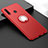 Custodia Silicone Ultra Sottile Morbida Cover con Magnetico Anello Supporto T04 per Huawei Nova 4e Rosso