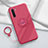 Custodia Silicone Ultra Sottile Morbida Cover con Magnetico Anello Supporto T04 per Oppo F15 Rosso Rosa