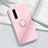 Custodia Silicone Ultra Sottile Morbida Cover con Magnetico Anello Supporto T04 per Oppo Find X2 Pro Rosa