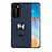 Custodia Silicone Ultra Sottile Morbida Cover con Magnetico Anello Supporto T05 per Huawei P40 Pro Blu