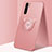 Custodia Silicone Ultra Sottile Morbida Cover con Magnetico Anello Supporto T05 per Oppo F15 Oro Rosa