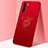 Custodia Silicone Ultra Sottile Morbida Cover con Magnetico Anello Supporto T05 per Oppo F15 Rosso