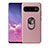 Custodia Silicone Ultra Sottile Morbida Cover con Magnetico Anello Supporto T07 per Samsung Galaxy S10 5G Oro Rosa