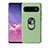 Custodia Silicone Ultra Sottile Morbida Cover con Magnetico Anello Supporto T07 per Samsung Galaxy S10 Verde