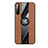 Custodia Silicone Ultra Sottile Morbida Cover con Magnetico Anello Supporto X02L per Samsung Galaxy A21 Marrone