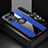 Custodia Silicone Ultra Sottile Morbida Cover con Magnetico Anello Supporto X03L per Oppo Reno8 5G Blu