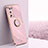 Custodia Silicone Ultra Sottile Morbida Cover con Magnetico Anello Supporto XL1 per Oppo A55 5G Rosa