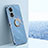 Custodia Silicone Ultra Sottile Morbida Cover con Magnetico Anello Supporto XL1 per Oppo A58 5G Blu