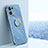Custodia Silicone Ultra Sottile Morbida Cover con Magnetico Anello Supporto XL1 per Oppo Reno8 5G Blu