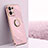 Custodia Silicone Ultra Sottile Morbida Cover con Magnetico Anello Supporto XL1 per Oppo Reno8 5G Rosa